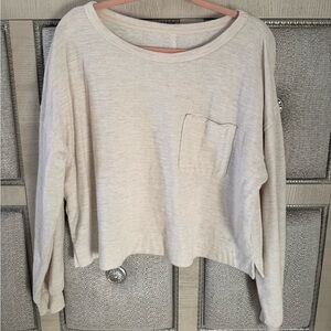 Aerie Oversized Crop Long Sleeve Double Layer Knit Sweater Shirt Size Small